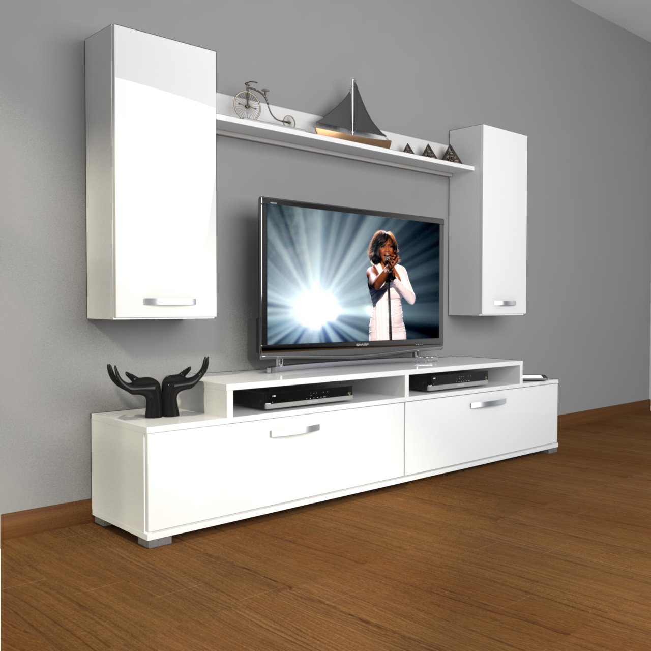 Decoraktiv Ekoflex 7 Slm Tv Ünitesi Tv Sehpası Parlak Beyaz