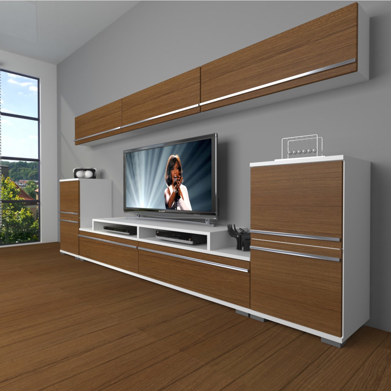 Decoraktiv Ekoflex 9 Mdf Tv Ünitesi Tv Sehpası Beyaz - Ceviz