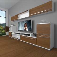 Decoraktiv Ekoflex 9 Mdf Tv Ünitesi Tv Sehpası Beyaz - Ceviz