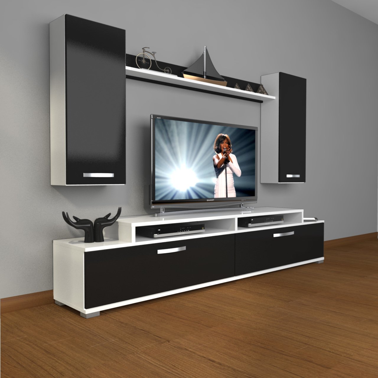 Decoraktiv Ekoflex 7 Slm Tv Ünitesi Tv Sehpası Beyaz - Siyah