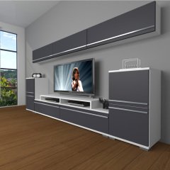 Decoraktiv Ekoflex 9 Mdf Tv Ünitesi Tv Sehpası Beyaz - Antrasit
