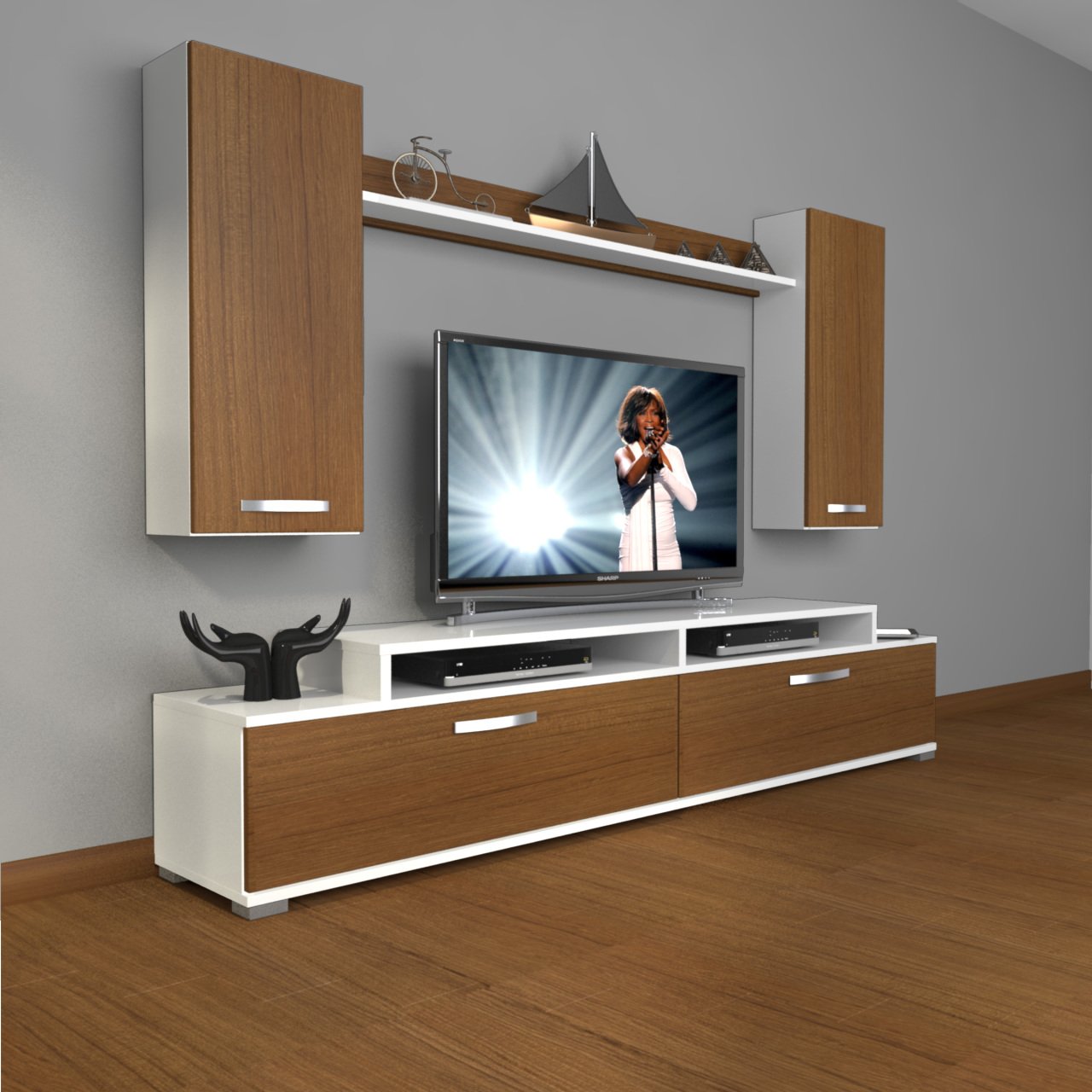 Decoraktiv Ekoflex 7 Slm Tv Ünitesi Tv Sehpası Beyaz - Ceviz