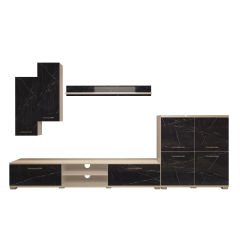 Decoraktiv Eko 6 Mdf Dvd Tv Ünitesi Tv Sehpası Beyaz - Siyah Mermer