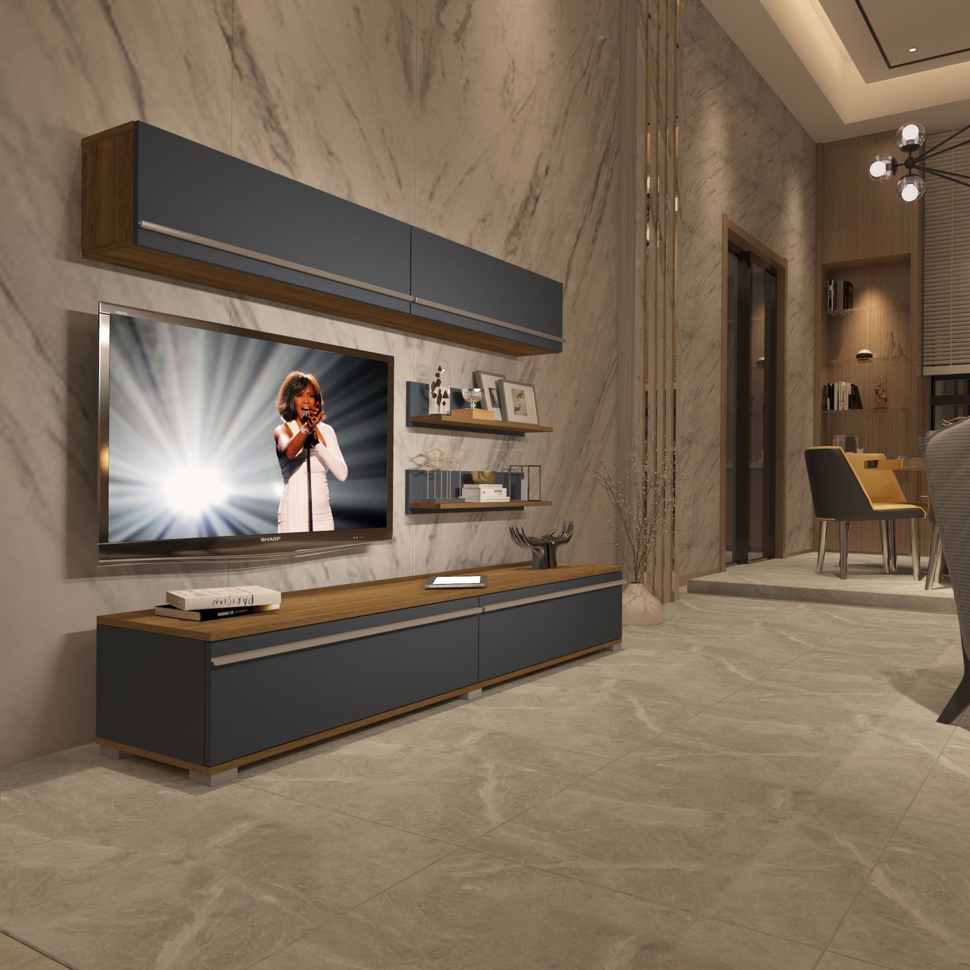Decoraktiv Eko 5 Mdf Std Tv Ünitesi Tv Sehpası Pera - Antrasit
