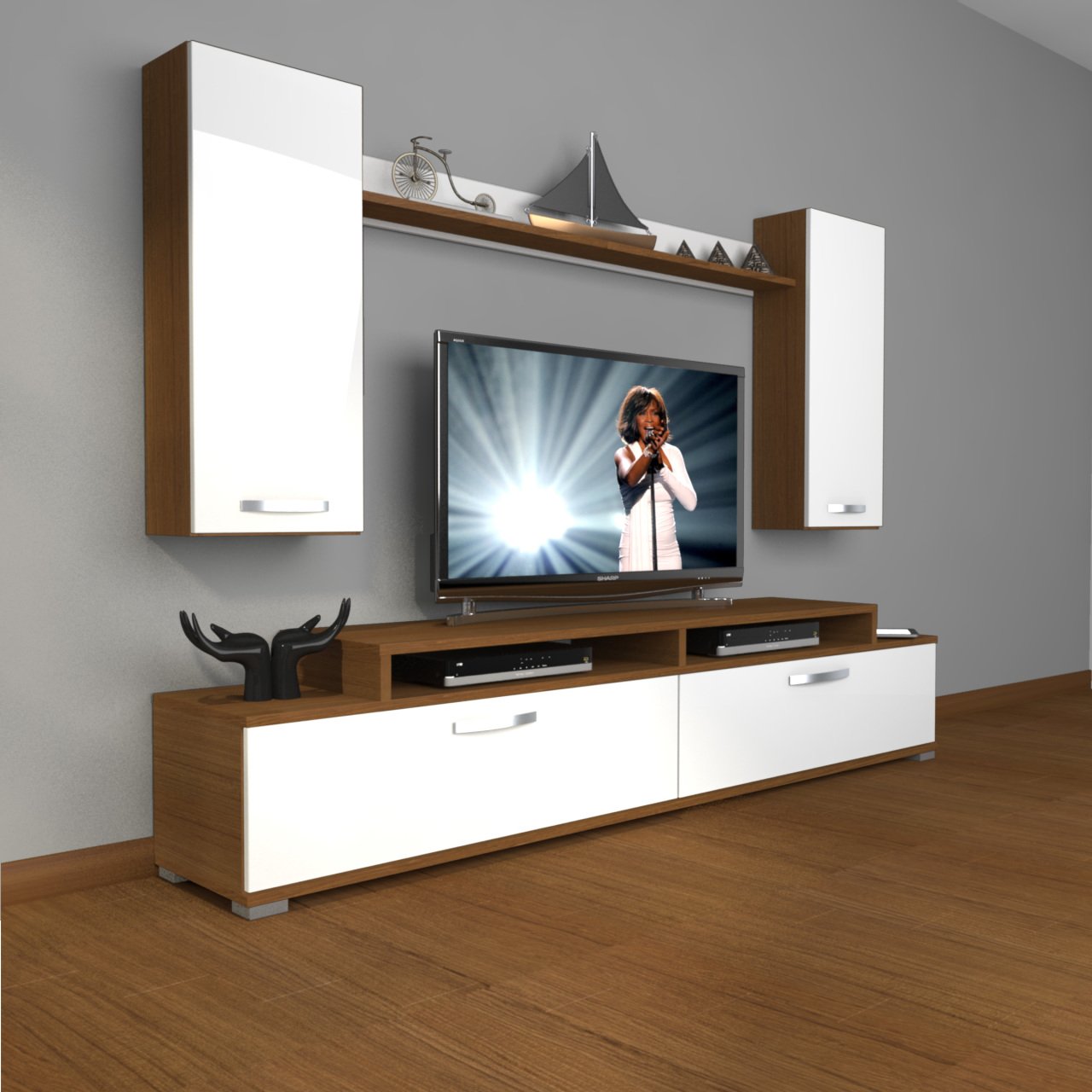 Decoraktiv Ekoflex 7 Slm Tv Ünitesi Tv Sehpası Ceviz - Beyaz