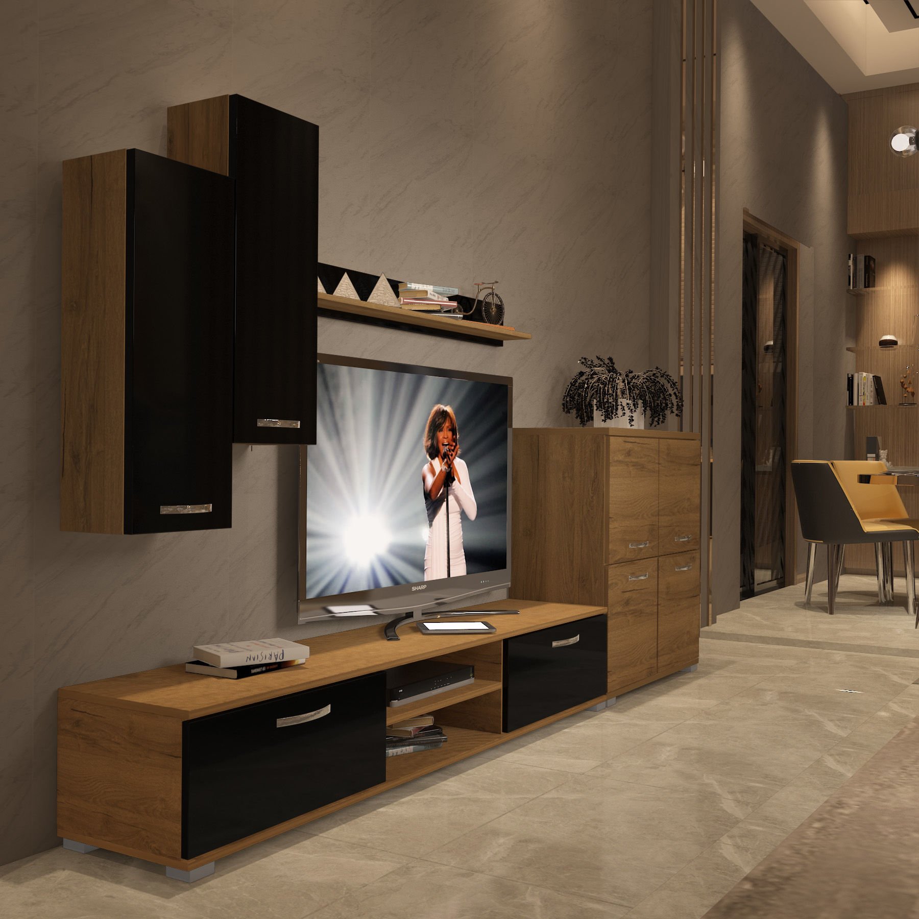 Decoraktiv Eko 6 Mdf Dvd Tv Ünitesi Tv Sehpası Pera - Siyah