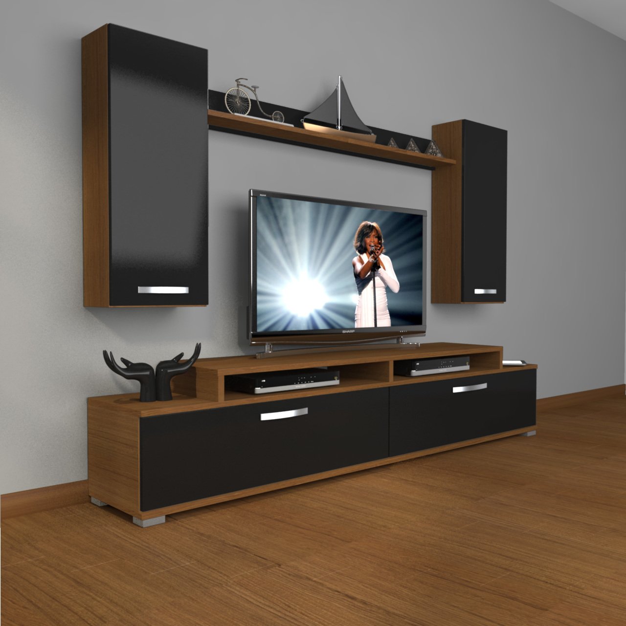 Decoraktiv Ekoflex 7 Slm Tv Ünitesi Tv Sehpası Ceviz - Siyah