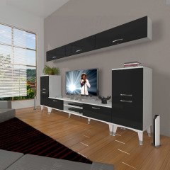 Decoraktiv Eko 9 Slm Dvd Silver Tv Ünitesi Tv Sehpası Beyaz - Siyah