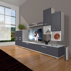 Decoraktiv Eko 6DA Mdf Std Tv Ünitesi Tv Sehpası Beyaz - Antrasit