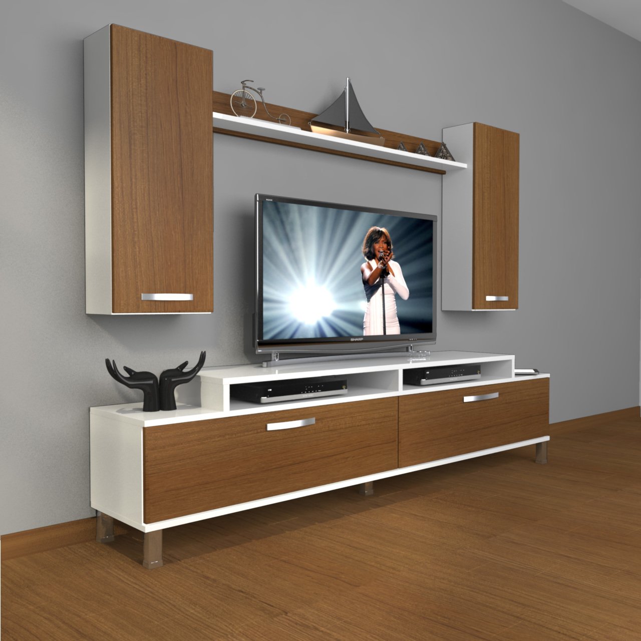 Decoraktiv Ekoflex 7 Slm Krom Ayaklı Tv Ünitesi Tv Sehpası