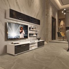 Decoraktiv Eko 5 Mdf Dvd Tv Ünitesi Tv Sehpası Beyaz - Siyah Mermer