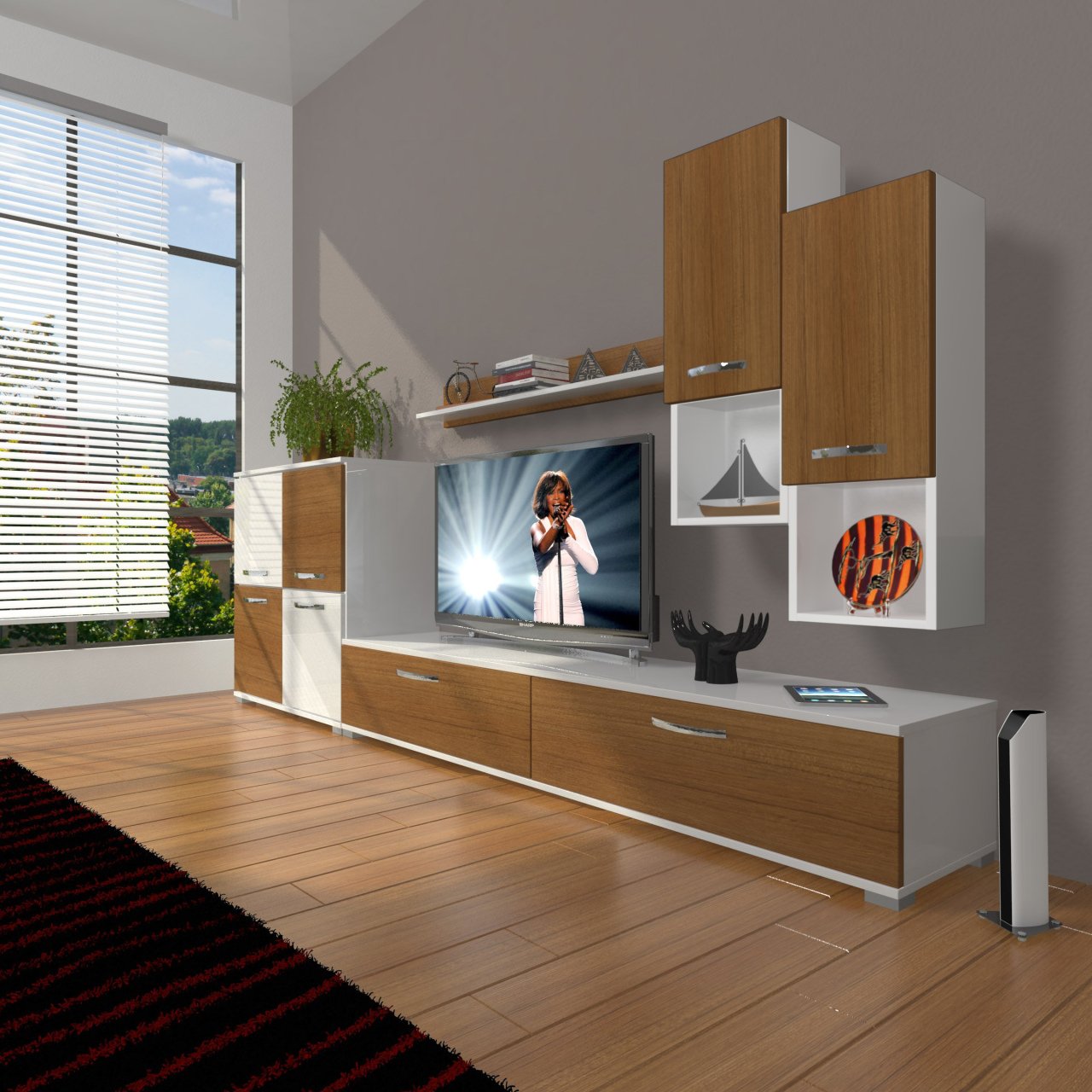 Decoraktiv Eko 6DA Mdf Std Tv Ünitesi Tv Sehpası Beyaz - Ceviz