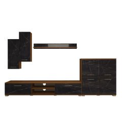 Decoraktiv Eko 6 Mdf Dvd Tv Ünitesi Tv Sehpası Ceviz - Siyah Mermer