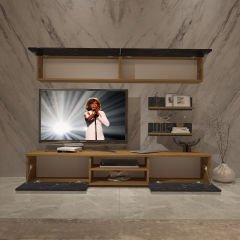 Decoraktiv Eko 5 Mdf Dvd Tv Ünitesi Tv Sehpası Pera - Siyah Mermer