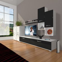 Decoraktiv Eko 6DA Mdf Std Tv Ünitesi Tv Sehpası Beyaz - Siyah