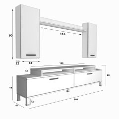 Decoraktiv Ekoflex 7 Slm Krom Ayaklı Tv Ünitesi Tv Sehpası Ceviz