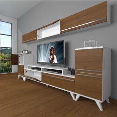 Decoraktiv Ekoflex 9 Mdf Retro Tv Ünitesi Tv Sehpası Beyaz - Ceviz