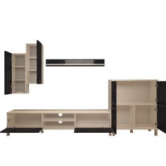 Decoraktiv Eko 6 Mdf Dvd Krom Ayaklı Tv Ünitesi Tv Sehpası Beyaz - Siyah Mermer