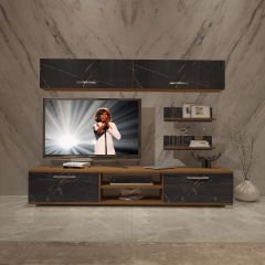 Decoraktiv Eko 5 Mdf Dvd Tv Ünitesi Tv Sehpası Ceviz - Siyah Mermer