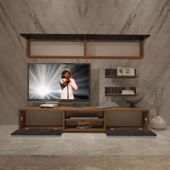 Decoraktiv Eko 5 Mdf Dvd Tv Ünitesi Tv Sehpası Ceviz - Siyah Mermer