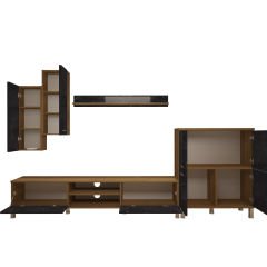 Decoraktiv Eko 6 Mdf Dvd Krom Ayaklı Tv Ünitesi Tv Sehpası Pera - Siyah Mermer