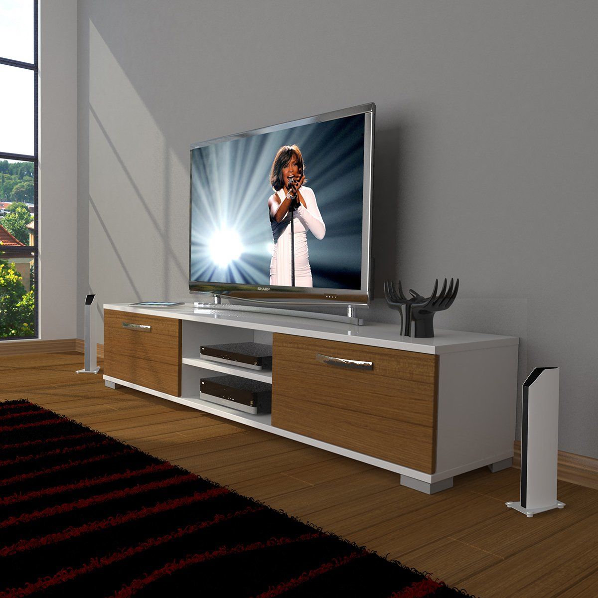 Decoraktiv Eko 140 Mdf Dvd Tv Ünitesi Tv Sehpası Beyaz - Ceviz