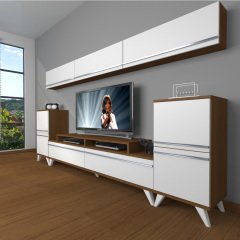 Decoraktiv Ekoflex 9 Mdf Retro Tv Ünitesi Tv Sehpası Ceviz - Beyaz