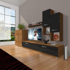 Decoraktiv Eko 6DA Mdf Std Tv Ünitesi Tv Sehpası Ceviz - Siyah