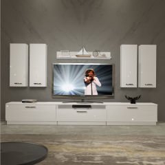 Decoraktiv Trendstyle 8D Mdf Tv Ünitesi Tv Sehpası Parlak Beyaz