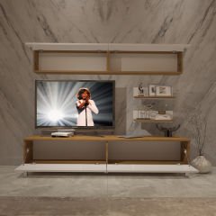 Decoraktiv Eko 5 Mdf Std Krom Ayaklı Tv Ünitesi Tv Sehpası Pera - Beyaz
