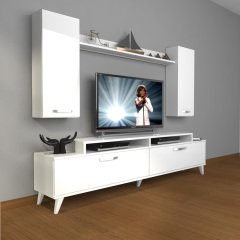 Decoraktiv Ekoflex 7 Slm Retro Tv Ünitesi Tv Sehpası Parlak Beyaz