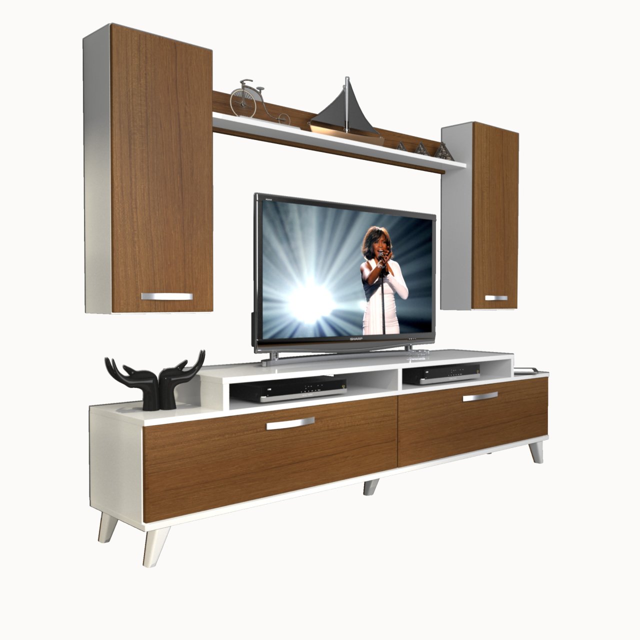 Decoraktiv Ekoflex 7 Slm Retro Tv Ünitesi Tv Sehpası Beyaz - Ceviz