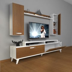 Decoraktiv Ekoflex 7 Slm Retro Tv Ünitesi Tv Sehpası Beyaz - Ceviz