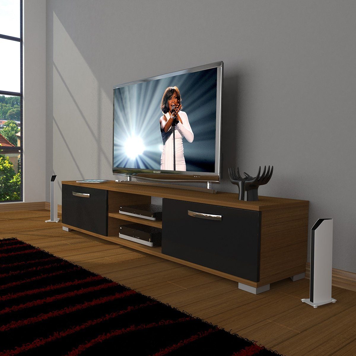 Decoraktiv Eko 140 Mdf Dvd Tv Ünitesi Tv Sehpası Ceviz - Siyah