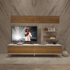 Decoraktiv Eko 5 Mdf Std Krom Ayaklı Tv Ünitesi Tv Sehpası Beyaz - Pera