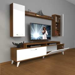 Decoraktiv Ekoflex 7 Slm Retro Tv Ünitesi Tv Sehpası Ceviz - Beyaz