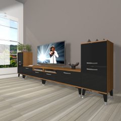 Decoraktiv Eko 9200 Mdf Silver Tv Ünitesi Tv Sehpası Ceviz - Siyah