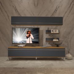 Decoraktiv Eko 5 Mdf Std Krom Ayaklı Tv Ünitesi Tv Sehpası Pera - Antrasit