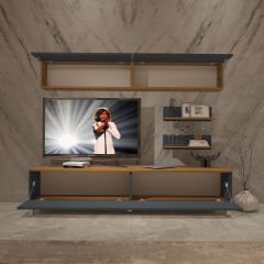 Decoraktiv Eko 5 Mdf Std Krom Ayaklı Tv Ünitesi Tv Sehpası Pera - Antrasit