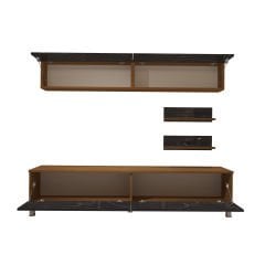Decoraktiv Eko 5 Mdf Std Krom Ayaklı Tv Ünitesi Tv Sehpası Ceviz - Siyah Mermer