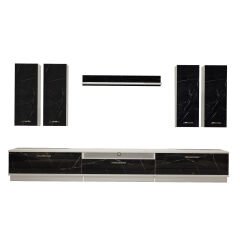 Decoraktiv Trendstyle 8D Mdf Tv Ünitesi Tv Sehpası Beyaz - Siyah Mermer