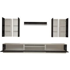 Decoraktiv Trendstyle 8D Mdf Tv Ünitesi Tv Sehpası Beyaz - Siyah Mermer