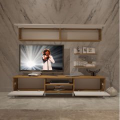 Decoraktiv Eko 5 Mdf Dvd Krom Ayaklı Tv Ünitesi Tv Sehpası Pera - Beyaz
