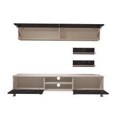 Decoraktiv Eko 5 Mdf Dvd Krom Ayaklı Tv Ünitesi Tv Sehpası Beyaz - Siyah Mermer