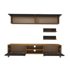 Decoraktiv Eko 5 Mdf Dvd Krom Ayaklı Tv Ünitesi Tv Sehpası Pera - Siyah Mermer