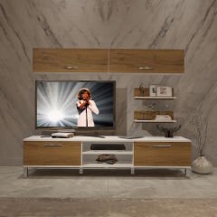 Decoraktiv Eko 5 Mdf Dvd Krom Ayaklı Tv Ünitesi Tv Sehpası Beyaz - Pera