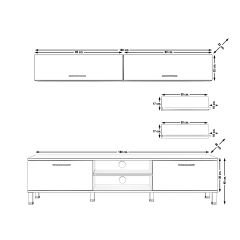 Decoraktiv Eko 5 Mdf Dvd Krom Ayaklı Tv Ünitesi Tv Sehpası Beyaz - Pera