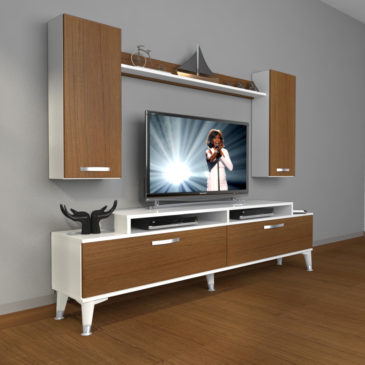 Decoraktiv Ekoflex 7 Slm Silver Tv Ünitesi Tv Sehpası Beyaz - Ceviz