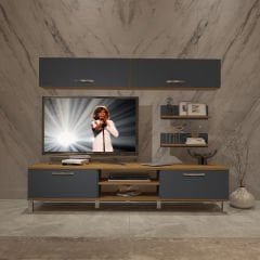 Decoraktiv Eko 5 Mdf Dvd Krom Ayaklı Tv Ünitesi Tv Sehpası Pera - Antrasit