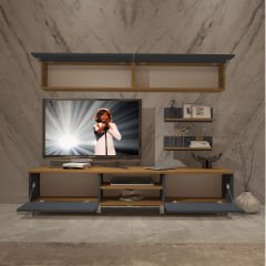 Decoraktiv Eko 5 Mdf Dvd Krom Ayaklı Tv Ünitesi Tv Sehpası Pera - Antrasit